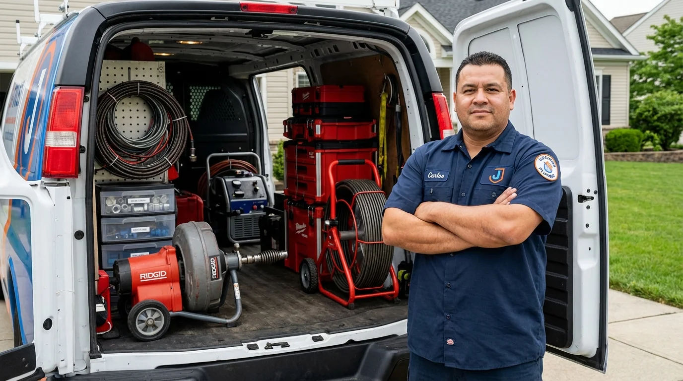 Professional drain cleaning equipment and Johns Plumbing LLC plumber in Roseville